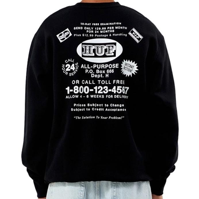 HUF（ハフ） HUF As Seen On TV Crewneck Sweatshirt Black M 