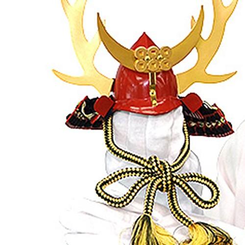 五月兜人形 五月人形 真田幸村 兜 コンパクト 収納飾り 正絹黒色糸縅 桐箱入り金