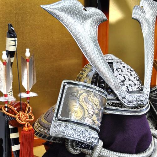 五月人形 兜 収納飾り 着用兜飾り 龍虎彫金細工 中村俊翠作 人形