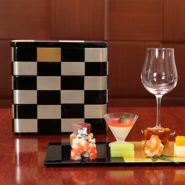 山田平安堂 三段重 銀市松 重箱/漆器/6.5寸 : 漆器 山田平安堂 - 通販 