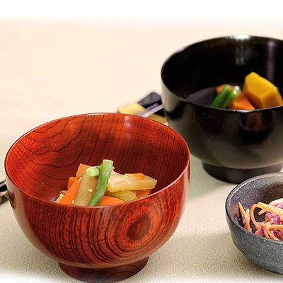 山田平安堂 中椀 欅（けやき）あかね/神代すり お椀/漆塗り/木製