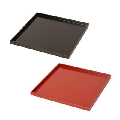 山田平安堂 正角膳 千筋ペア 2枚組 朱/黒 お膳/トレー/漆器/正方形