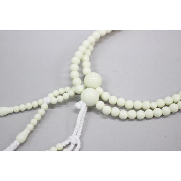 カラー念珠 新象牙 女性用・8寸 綿房 樹脂製 創価学会 数珠 ［メール便