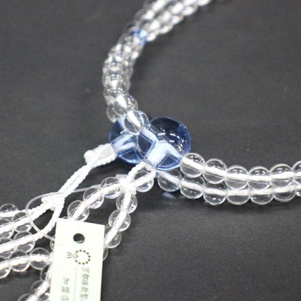 本水晶×ブルークォーツ 8寸/尺 正絹房 女性用 京念珠 天然石 創価学会