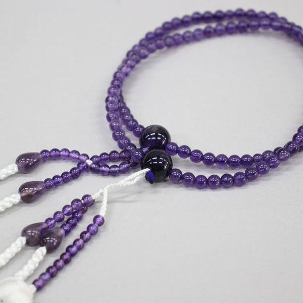 紫水晶（アメジスト） 女性用・8寸 絹房・小田巻 京念珠 天然石念珠