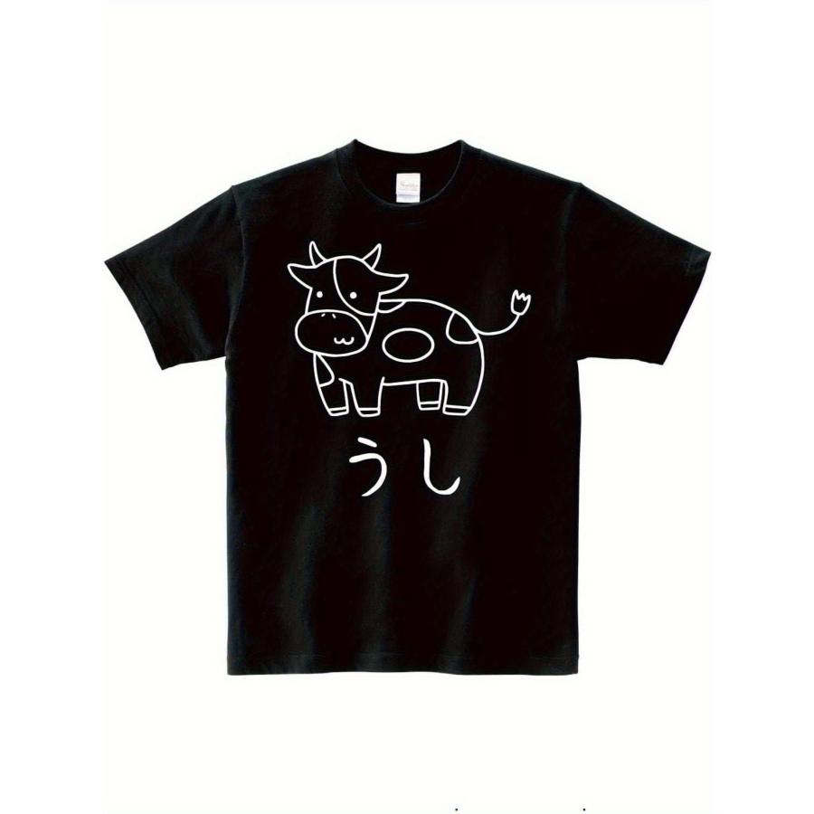 メンズ ユーモラスな牛柄Tシャツ 白黒キャラクター牛の顔 軽量通気性