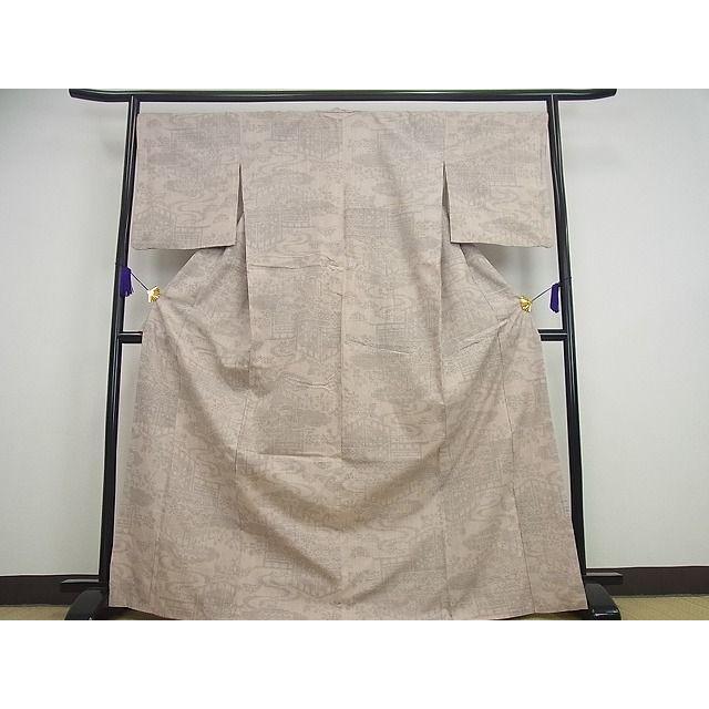 平和屋本店□極上 本場結城紬 重要無形文化財 80亀甲 竹垣流水草花