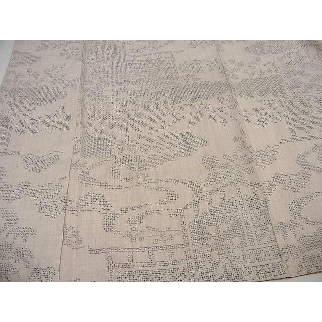 平和屋本店□極上 本場結城紬 重要無形文化財 80亀甲 竹垣流水草花