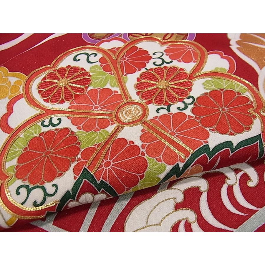 平和屋本店●極上　創業460年・千總　振袖　駒刺繍　立波草花文　銀通し地　逸品　3s30029 平和屋本店○極上 創業460年・千總 振袖 駒刺繍 立波草花文 銀通し地