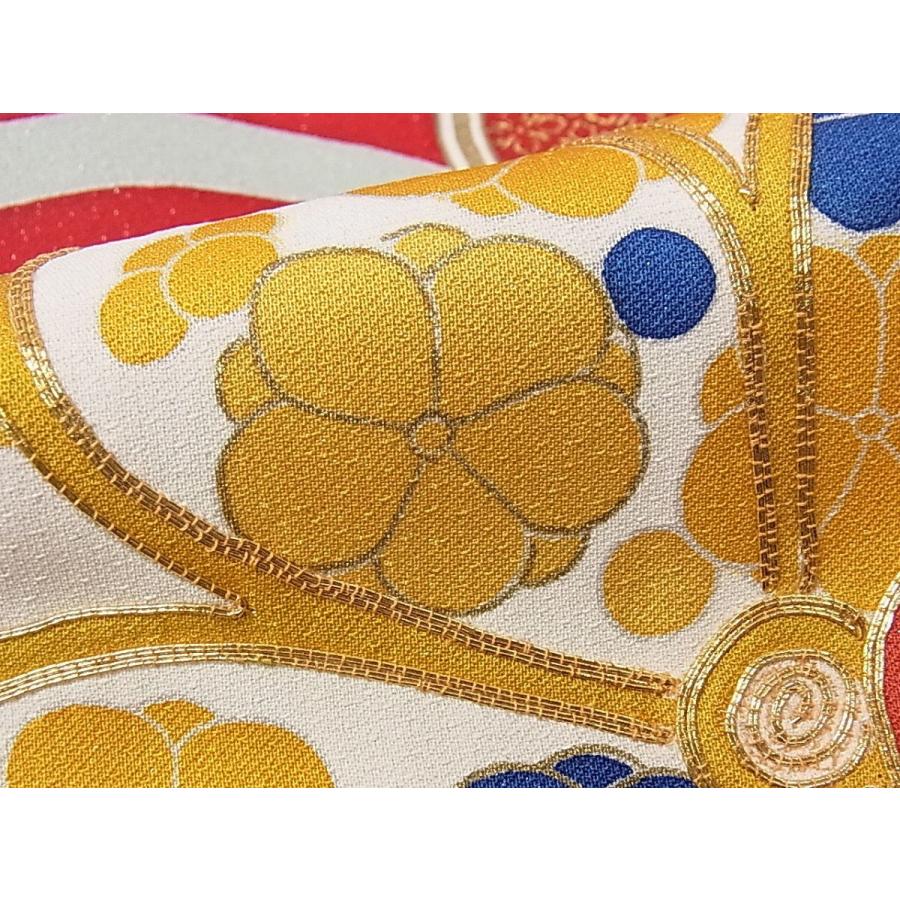 平和屋本店○極上 創業460年・千總 振袖 駒刺繍 立波草花文 銀通し地