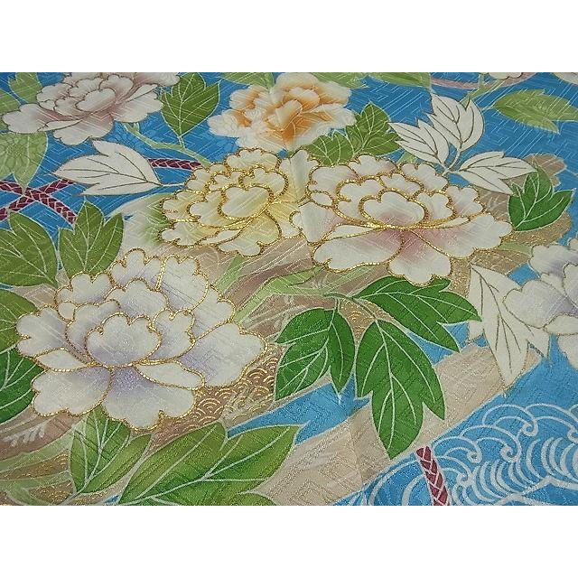 平和屋本店●極上　創業460年・千總　振袖　駒刺繍　筏花文　金彩　大丸扱い　逸品3s5070 平和屋本店○極上 創業460年・千總 振袖 駒刺繍 筏花文 金彩 大丸扱い