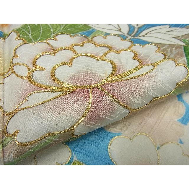 平和屋本店○極上 創業460年・千總 振袖 駒刺繍 筏花文 金彩 大丸扱い