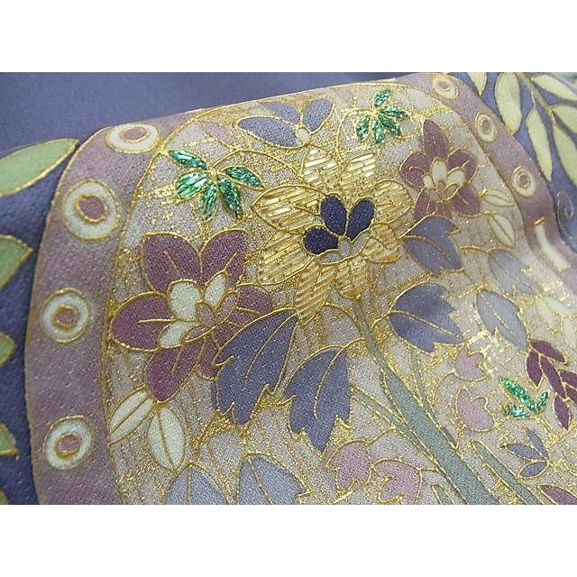 平和屋本店□極上 創業460年・千總 色留袖 駒刺繍 鳳凰花唐草文 桔梗色