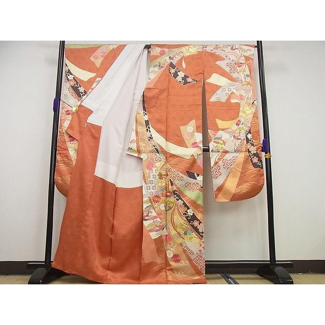 振袖　金駒刺繍　金彩　冊子　束ね熨斗　短冊　花晴れの日　成人式　着物　039k 平和屋本店○極上 創業460年・千總 振袖 駒刺繍 束ね熨斗花鳥文 金彩