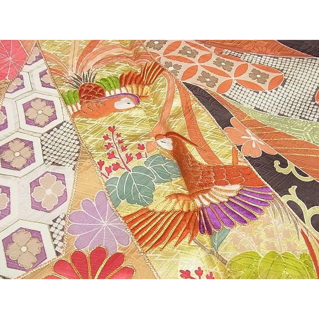 平和屋本店○極上 創業460年・千總 振袖 駒刺繍 束ね熨斗花鳥文 金彩