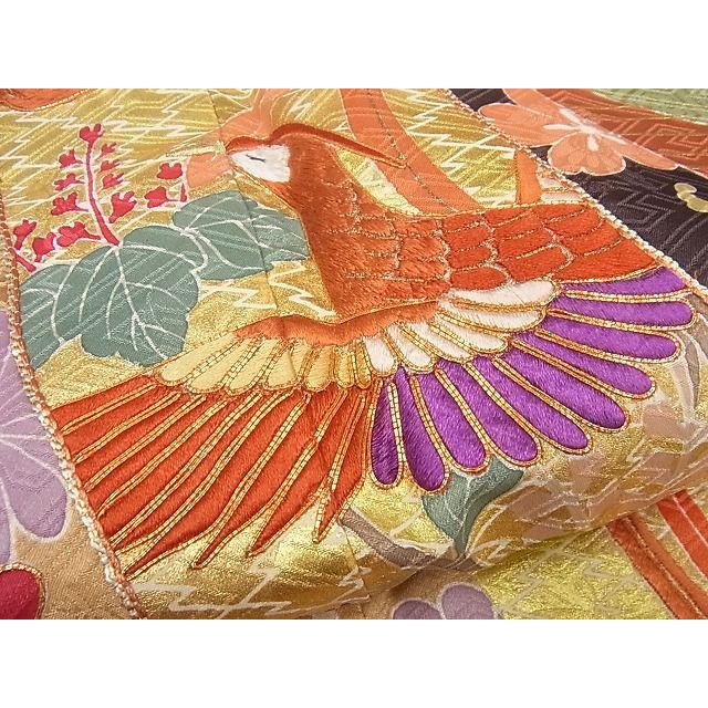 平和屋本店○極上 創業460年・千總 振袖 駒刺繍 束ね熨斗花鳥文 金彩