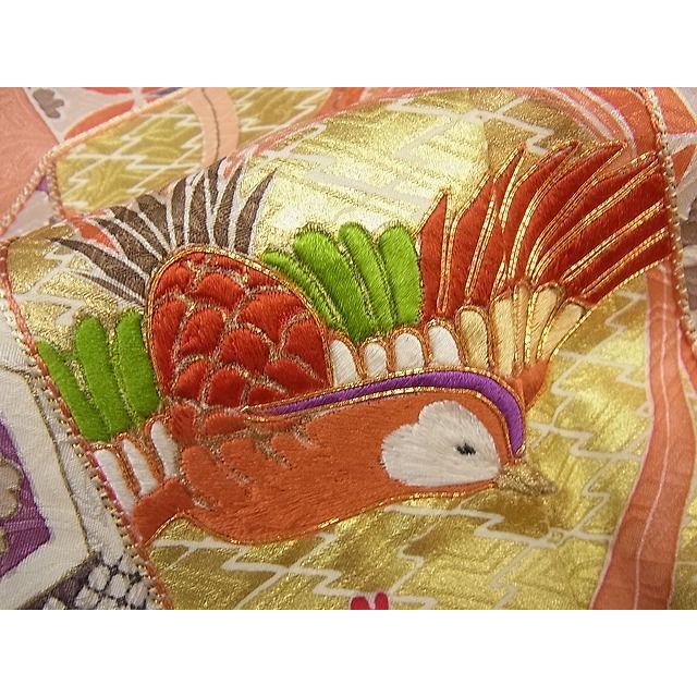 平和屋本店○極上 創業460年・千總 振袖 駒刺繍 束ね熨斗花鳥文 金彩