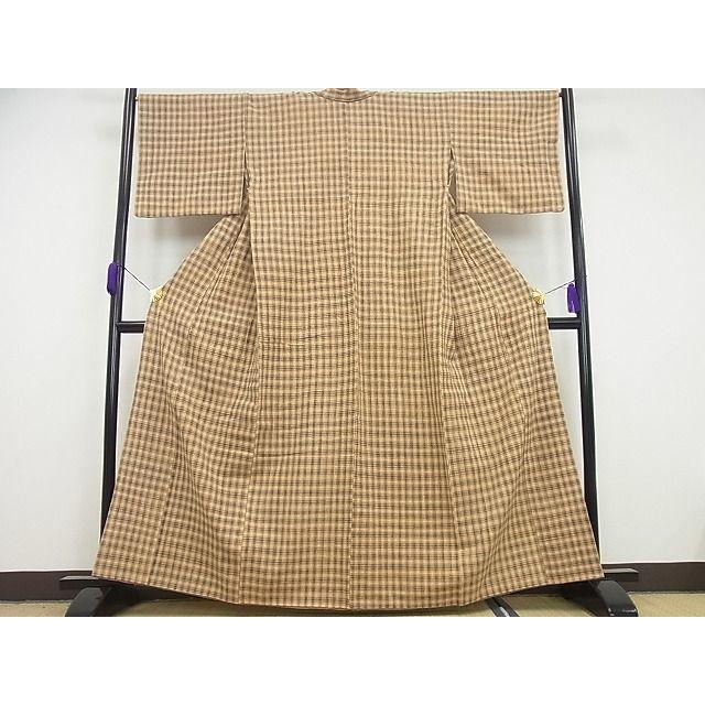 平和屋本店■極上　国指定無形文化財　丹波布　胴抜き仕立て　格子柄　逸品4s704