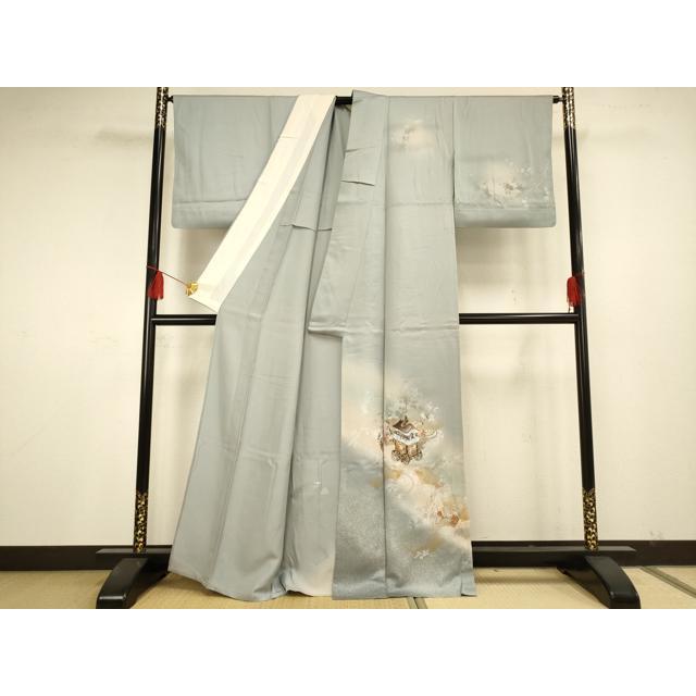 平和屋着物▽訪問着 単衣 山車花文 金銀彩 正絹 逸品 AAAS4964fy