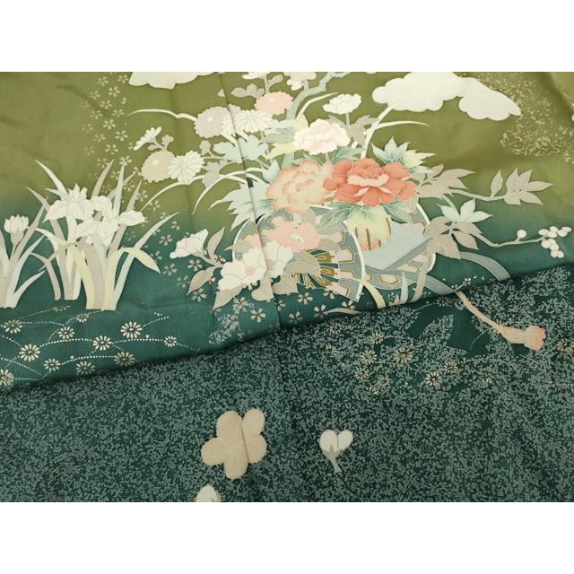 平和屋着物●訪問着　友禅　風景花文　ロング丈　正絹　逸品　AABH9972ck 平和屋着物○訪問着 友禅 風景花文 鬼しぼ縮緬 正絹 逸品 AABD9958ckの