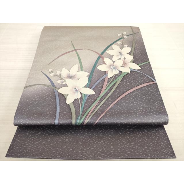 小紋 斉藤三才 無地暈し 帯紅色 縮緬 ガード加工 K-4227 正絹着物｜色