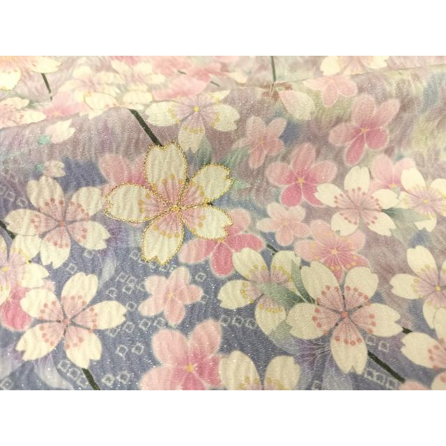 平和屋着物○訪問着 駒刺繍 枝桜 金糸 銀通し地 ロング丈