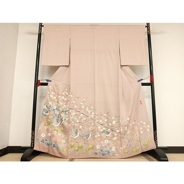 平和屋着物○本加賀友禅作家 百貫華峰 色留袖 花鳥文 暈し染め 正絹