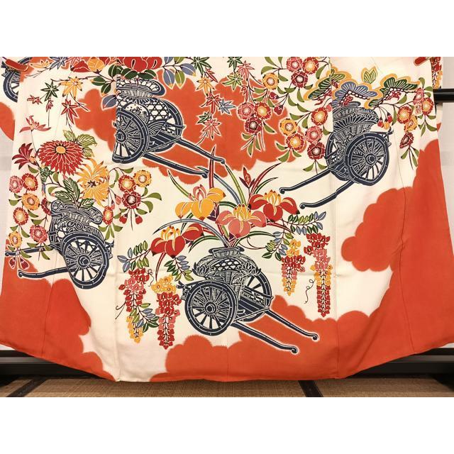 平和屋着物●和染紅型　栗山紅型　栗山吉三郎　九寸名古屋帯　草花文　正絹　逸品　未使用　DABD1294ps 平和屋着物○和染紅型 栗山紅型 栗山吉三郎 振袖 飾花文 正絹 逸品
