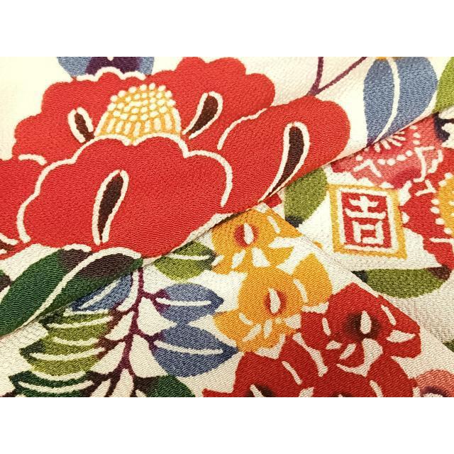 平和屋着物●和染紅型　栗山紅型　栗山吉三郎　九寸名古屋帯　更紗花文　鬼しぼ縮緬　正絹　逸品　DABE1064op 平和屋着物○和染紅型 栗山紅型 栗山吉三郎 振袖 飾花文 正絹 逸品