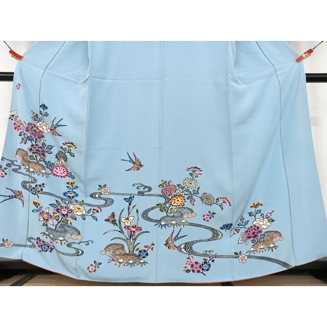 平和屋着物○本場琉球紅型 訪問着 流水花鳥文 正絹 逸品 AAAU8131zg