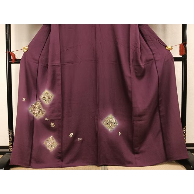 平和屋着物▽訪問着　単衣　刺繍　草花文　暈し染め　金糸　金彩　正絹　逸品　AAAU8531fy 平和屋着物▽訪問着 単衣 刺繍 草花文 暈し染め 金糸 金彩 正絹 逸品