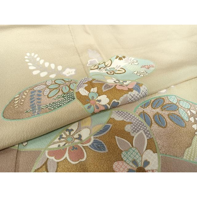 平和屋着物●訪問着　草花文　桐　暈し染め　金彩　ロング丈　正絹　逸品　AAAV7243zg 平和屋着物○訪問着 草花文 桐 暈し染め 金彩 ロング丈 正絹