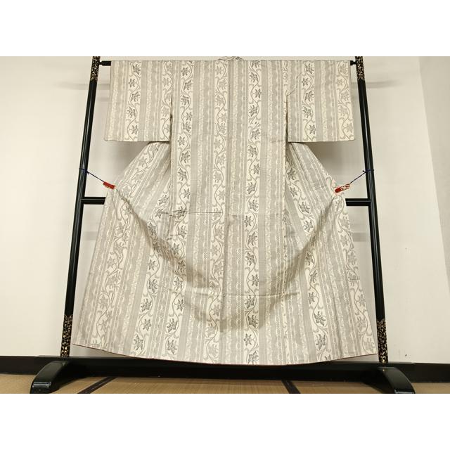 平和屋着物○本場大島紬 白大島 9マルキ 更紗花間道 正絹 逸品 AAAV7306zg