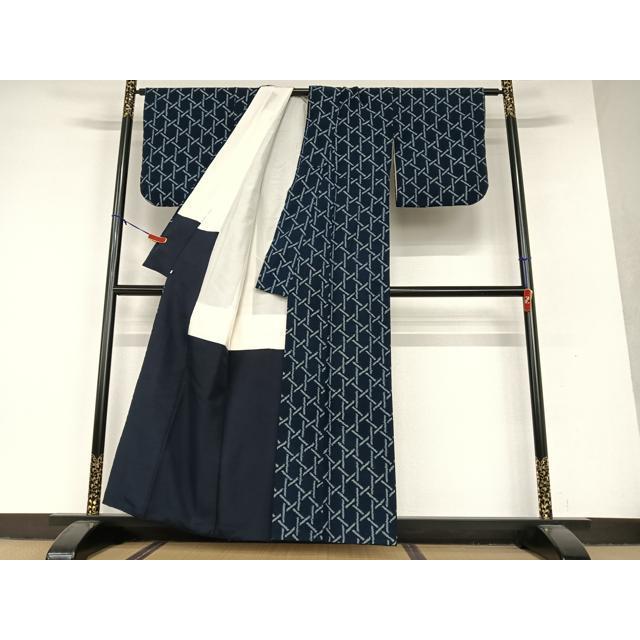 平和屋着物●久留米絣　網目文　綿　逸品　AAAV7323zg 平和屋着物○久留米絣 網目文 綿 逸品 AAAV7323zg