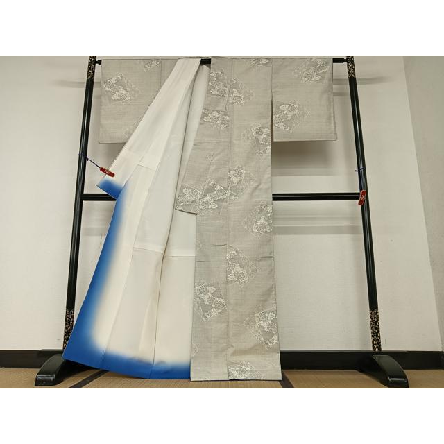平和屋着物○本場大島紬 白大島 カタス7マルキ 色紙重ね草花文 正絹