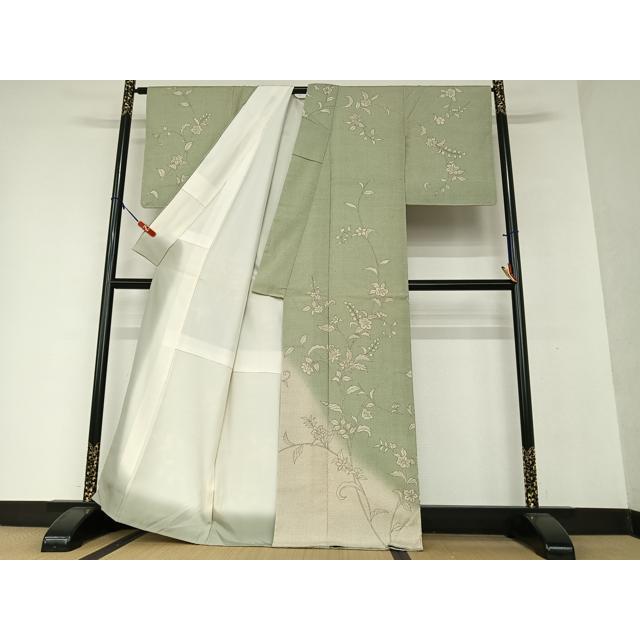 平和屋着物●白鷹お召　訪問着　手描き　枝花文　暈し染め　正絹　逸品　未使用　AAAV7540zg 平和屋着物○白鷹お召 訪問着 手描き 枝花文 暈し染め 正絹