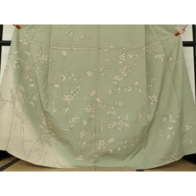 平和屋着物○白鷹お召 訪問着 手描き 枝花文 暈し染め 正絹