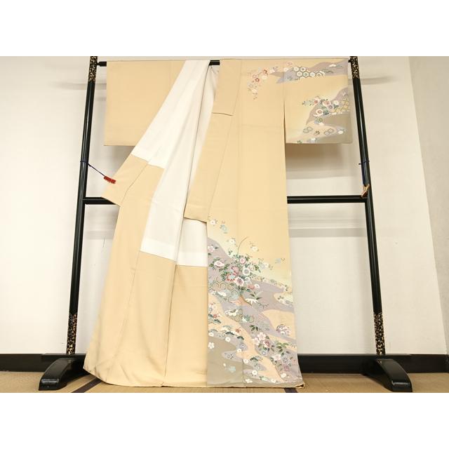 平和屋着物○訪問着 道長草花文 松竹梅 暈し染め 金彩 正絹 逸品