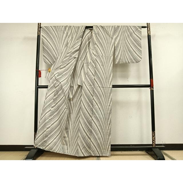 平和屋着物▽本場大島紬　単衣　白大島　9マルキ　総絣　正絹　逸品　AAAV8376fy