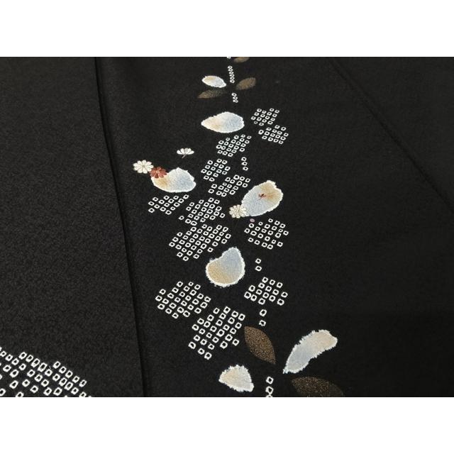平和屋着物○訪問着 絞り 刺繍 枝花文 金糸 金彩 正絹 逸品