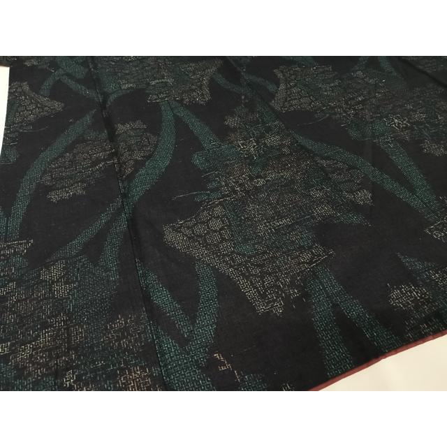 平和屋着物○染色作家 草野一騎 小紋 葡萄蔦の葉文 金彩 正絹 逸品