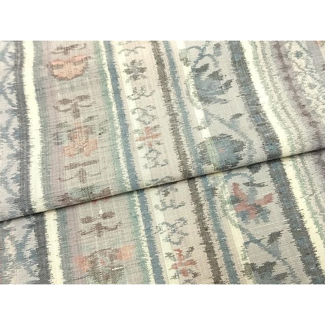 平和屋着物▽小千谷紬　単衣　草花間道　正絹　逸品　AAAW1439fy 平和屋着物▽小千谷紬 単衣 草花間道 正絹 逸品 AAAW1439fy : 平和屋