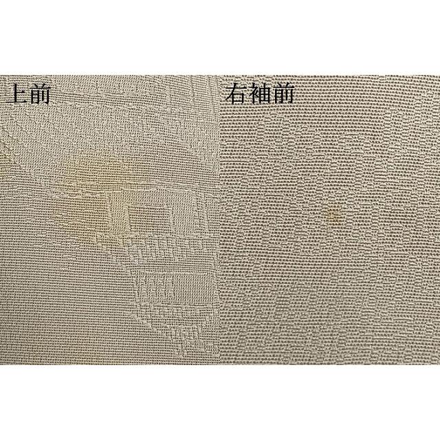 平和屋着物▽上質な色無地 単衣 風景陶器地紋 桜鼠色 正絹 逸品