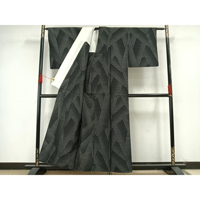 平和屋着物▽お召 単衣 色紙文 正絹 逸品 AAAZ9407fy