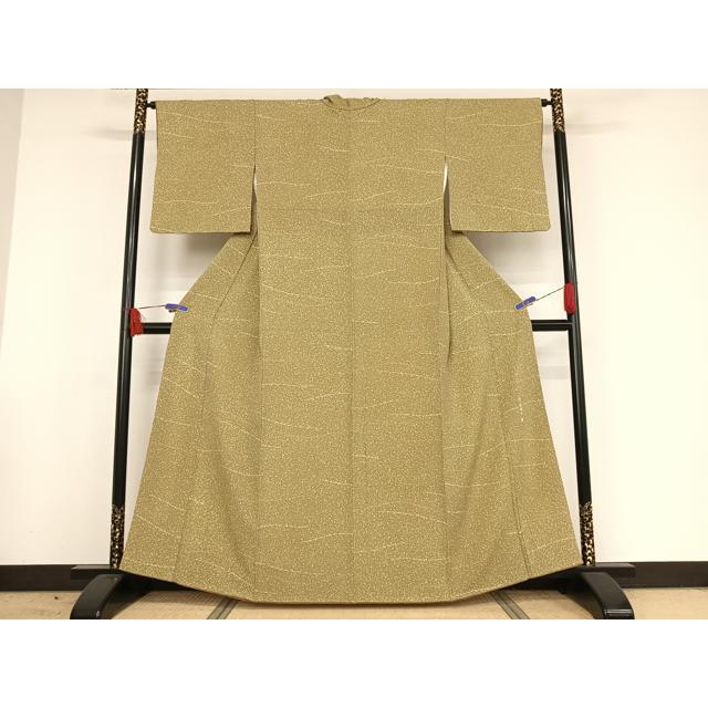 平和屋着物○伝統工芸士 染谷梅治 小紋 枝葉文 たたき染め 正絹 逸品 