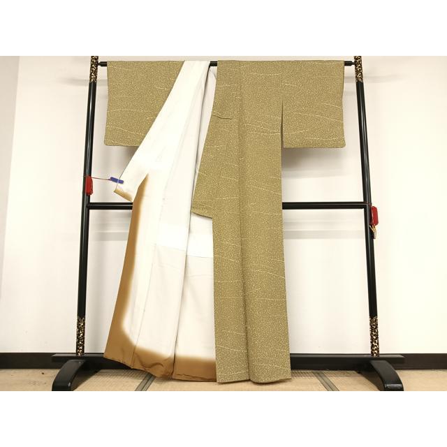 平和屋着物○伝統工芸士 染谷梅治 小紋 枝葉文 たたき染め 正絹 逸品 