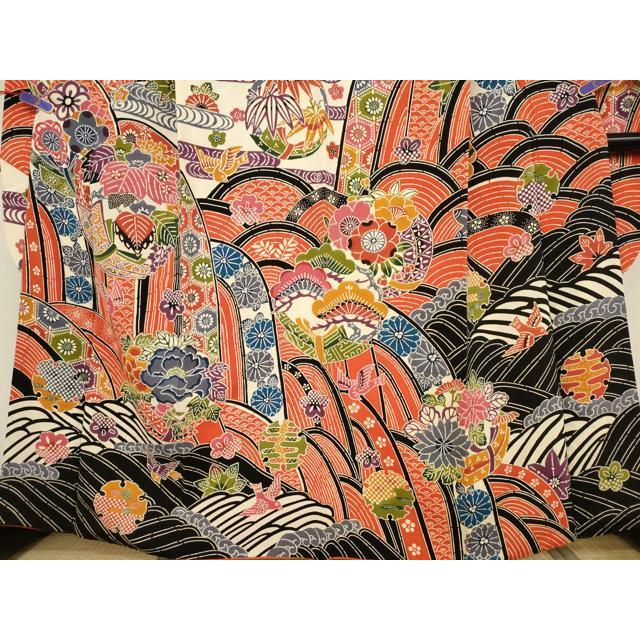 平和屋着物○豪華振袖 紅型 吉祥花鳥文 鬼しぼ縮緬 正絹 逸品