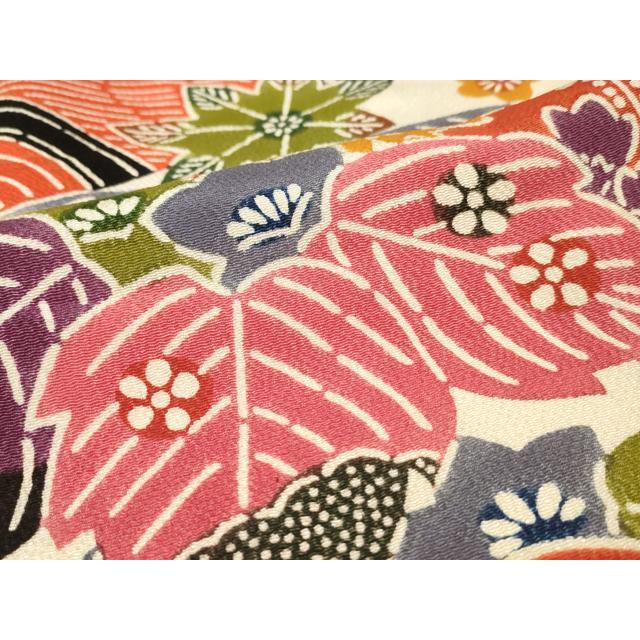 平和屋着物●豪華振袖　紅型　吉祥花鳥文　鬼しぼ縮緬　正絹　逸品　AAAW5235br 平和屋着物○豪華振袖 紅型 吉祥花鳥文 鬼しぼ縮緬 正絹 逸品