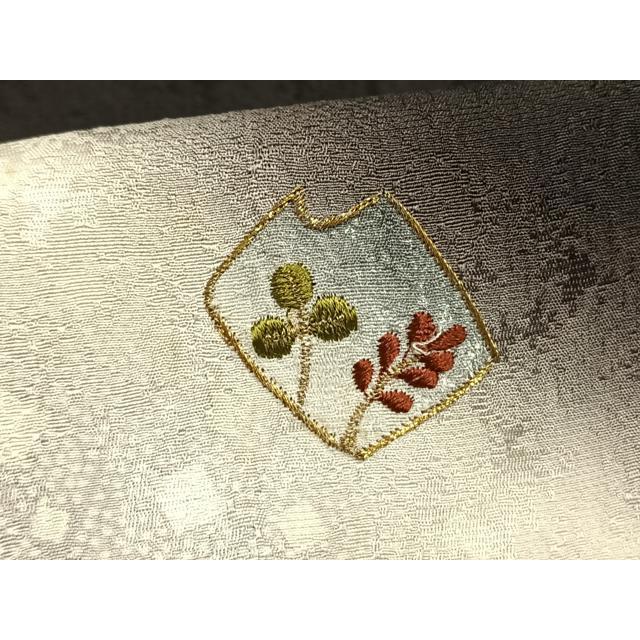 平和屋着物▽訪問着　単衣　刺繍　色紙散らし文　金糸　ロング丈　正絹　逸品　AAAW7669fy 平和屋着物▽訪問着 単衣 刺繍 色紙散らし文 金糸 ロング丈 正絹 逸品