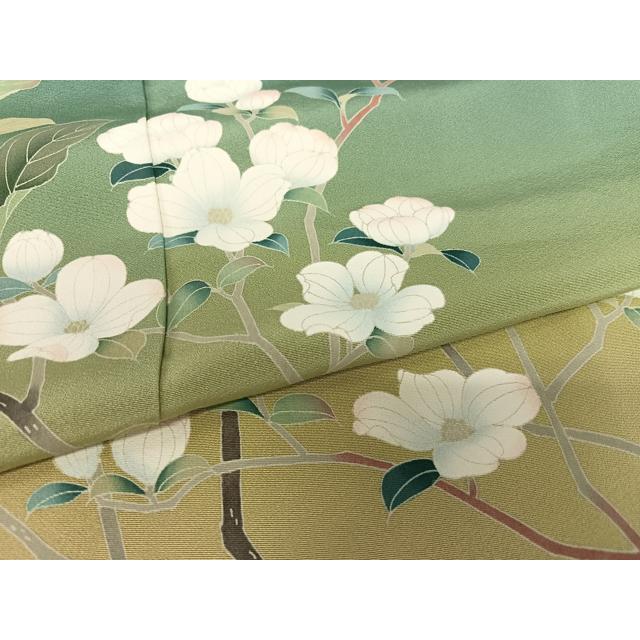 平和屋着物●京友禅作家　坂東峰彩　訪問着　枝花文　暈し染め　正絹　逸品　AAAW9253zg 平和屋着物○京友禅作家 坂東峰彩 訪問着 枝花文 暈